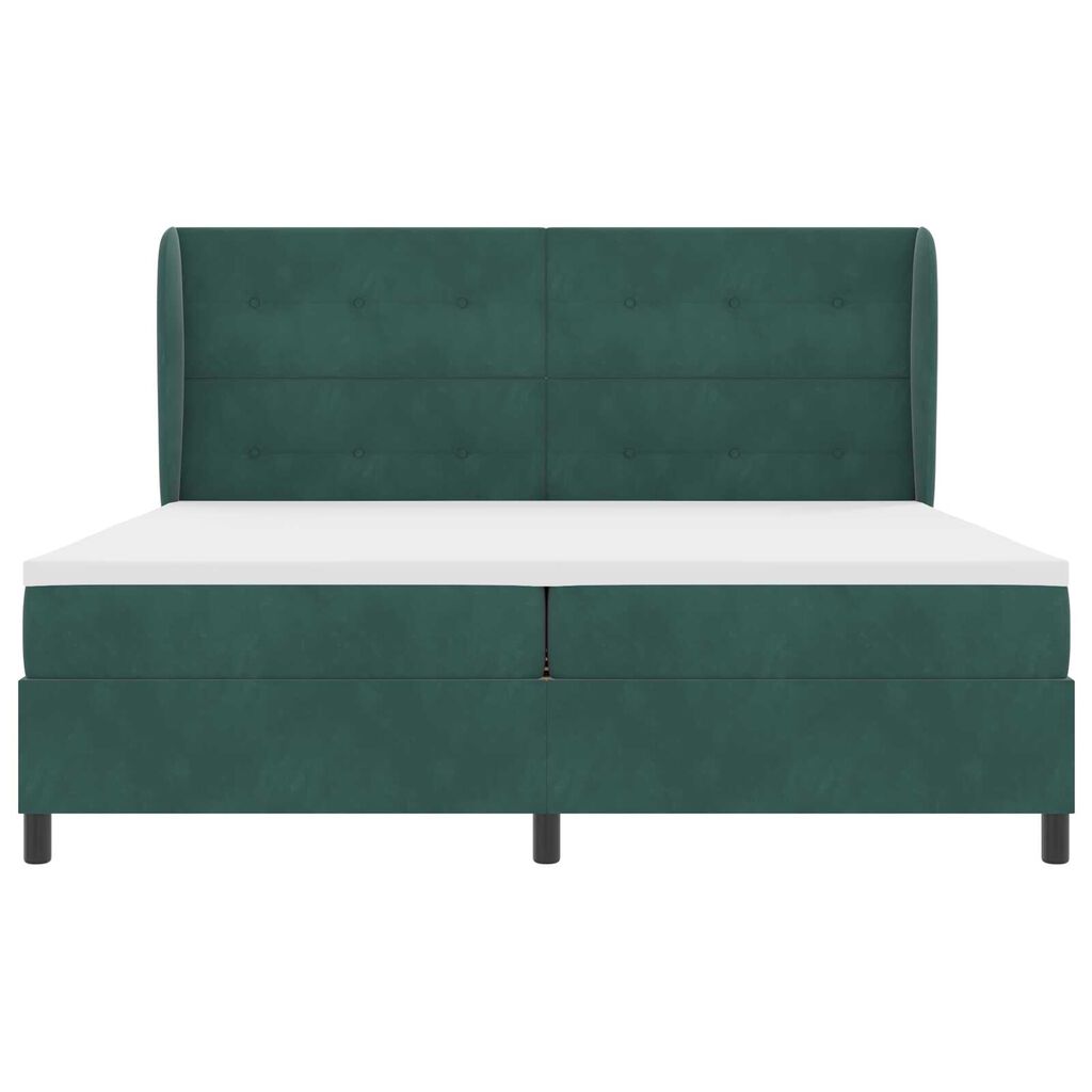 vidaXL Κρεβάτι Box Spring με Στρώμα Σκούρο Πράσινο 200x200 εκ Βελούδο
