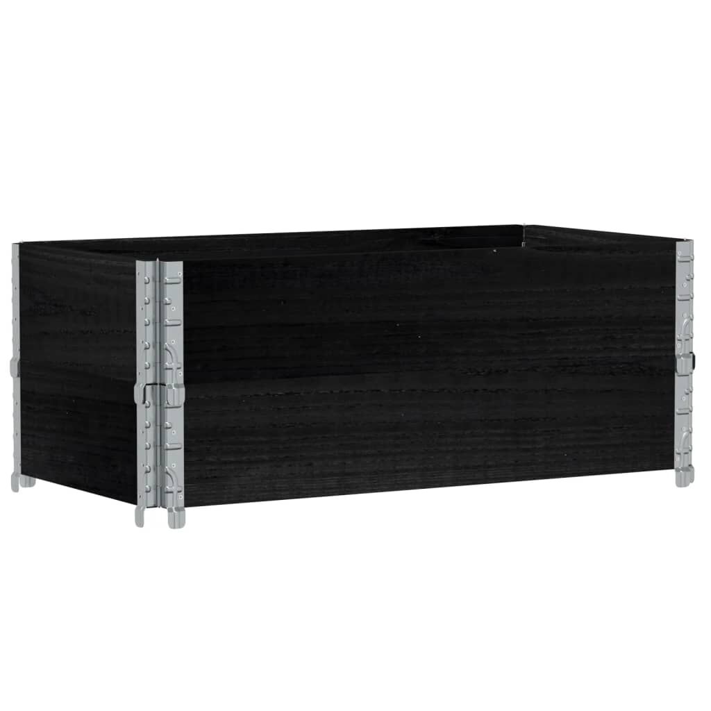vidaXL Κολάρα Παλέτας 2 τεμ. Μαύρο 100x50 εκ. από Μασίφ Ξύλο Πεύκου