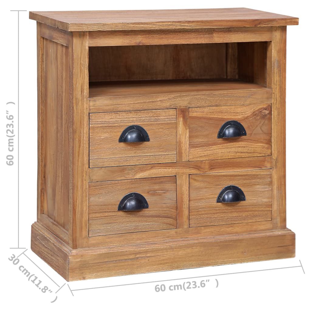 vidaXL Συρταριέρα με Ράφι 60 x 30 x 60 εκ. από Μασίφ Ξύλο Teak