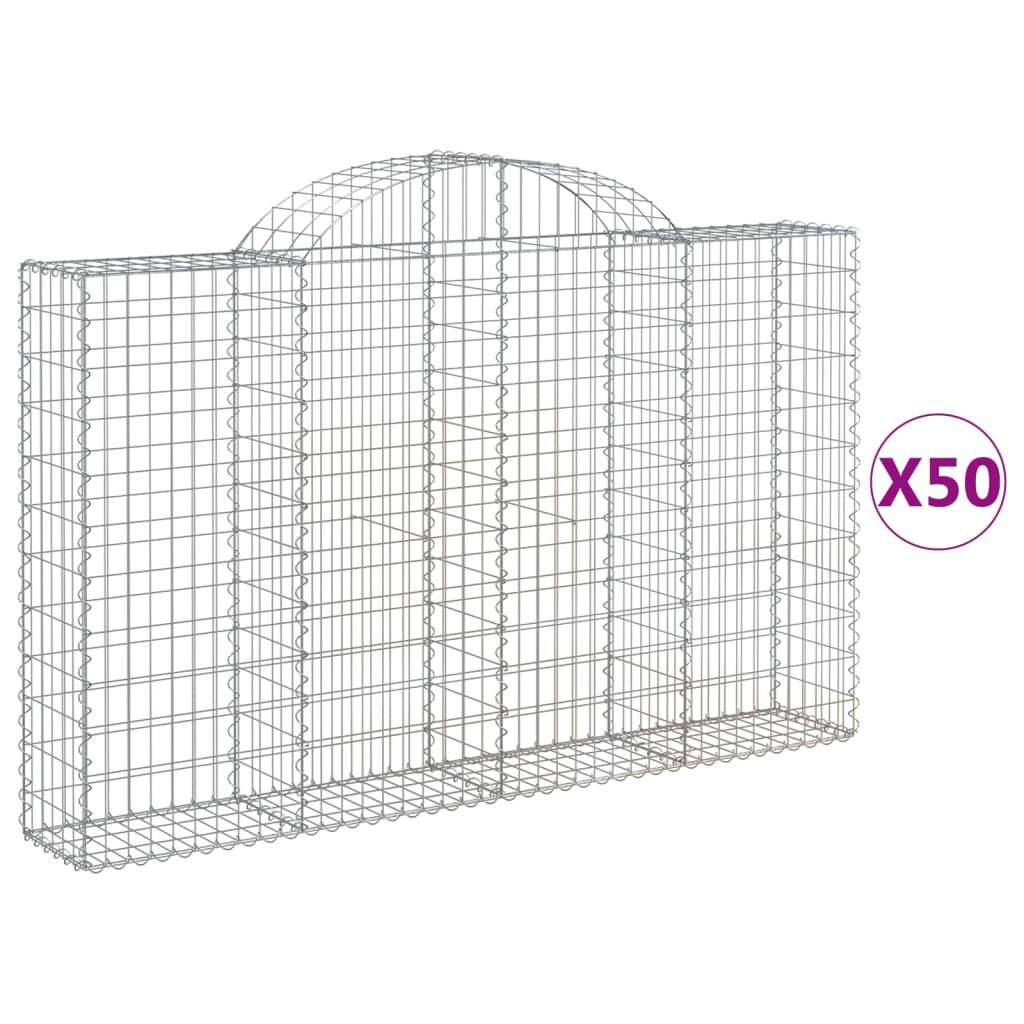 vidaXL Συρματοκιβώτια Τοξωτά 50 τεμ. 200x30x120/140 εκ. Γαλβαν. Ατσάλι