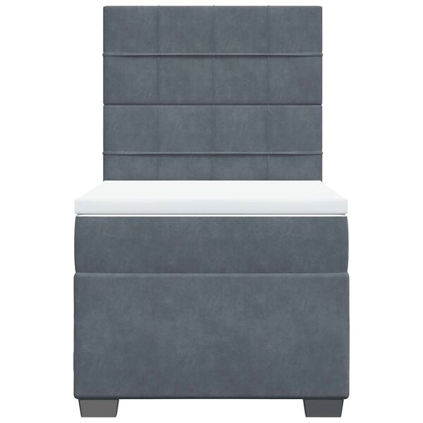 vidaXL Κρεβάτι Boxspring με Στρώμα Σκούρο Γκρι 100x200 εκ. Βελούδινο