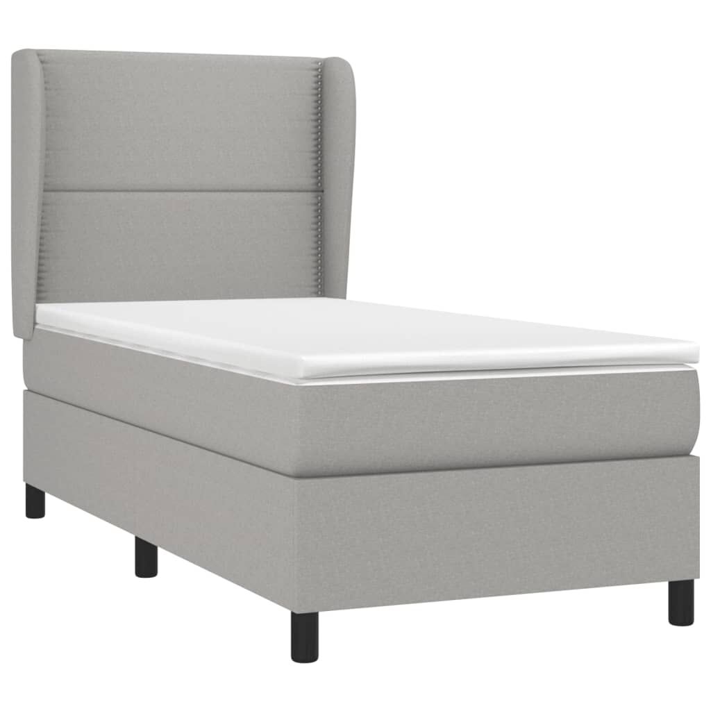 vidaXL Κρεβάτι Boxspring με Στρώμα Ανοιχτό Γκρι 100x200 εκ. Υφασμάτινο