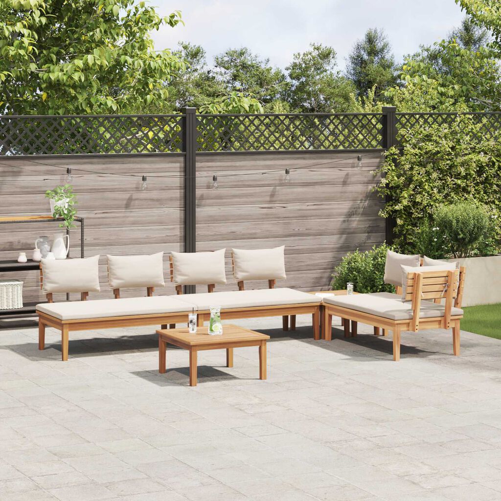 vidaXL Σετ Παγκάκι Κήπου 5 pcs Καφέ, Κρέμα Πολυ rattan, βαμμένο ατσάλι