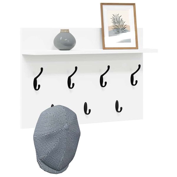 vidaXL Τοίχου Κρεμάστρα Λευκό 60 x 40 x 12 cm Επεξεργασμένο ξύλο