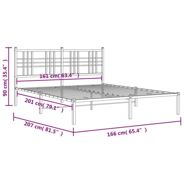vidaXL Πλαίσιο Κρεβατιού με Κεφαλάρι Λευκό 160x200 εκ. Μεταλλικό