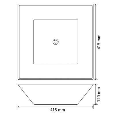 vidaXL Νιπτήρας Τετράγωνος Μαύρος 41,5 x 41,5 x 12 εκ. Κεραμικός