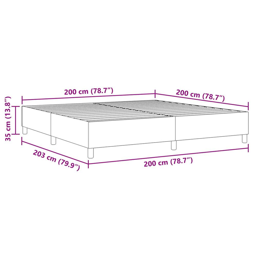 Κρεβάτι Box Spring vidaXL Σκούρο Γκρι 200x200 εκ Υφασμα Κορντούρα
