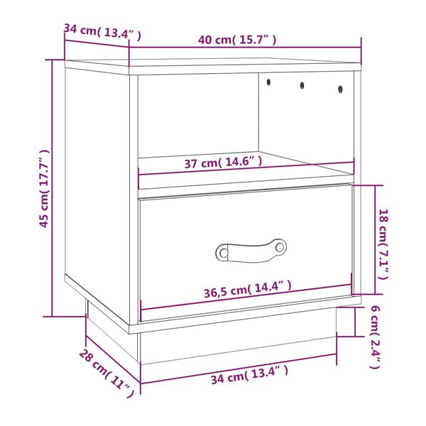 vidaXL Κομοδίνα 2 τεμ. Γκρι 40x34x45 εκ. από Μασίφ Ξύλο Πεύκου