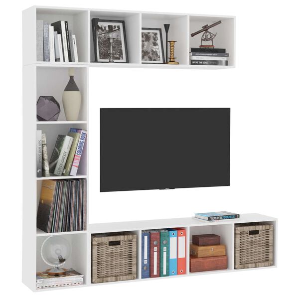 vidaXL Έπιπλο TV / Βιβλιοθήκη Σετ 3 τεμ. Λευκό 180 x 30 x 180 εκ.