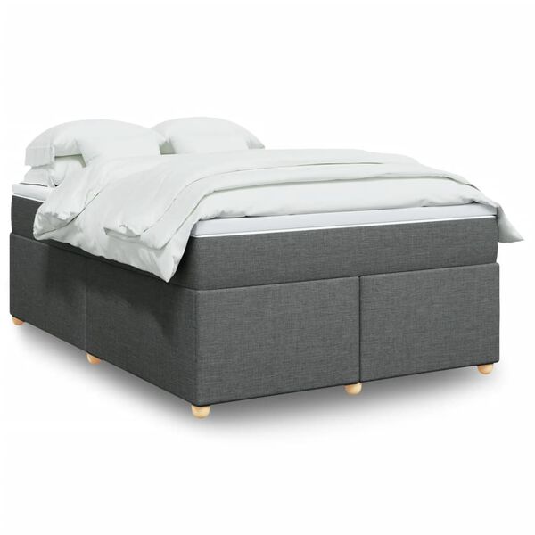 vidaXL Κρεβάτι Boxspring με Στρώμα Σκούρο Γκρι 160x200 εκ Υφασμάτινο