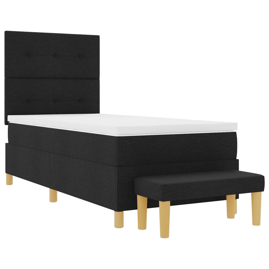 vidaXL Κρεβάτι Box Spring με Στρώμα & Πάγκο Μαύρο 80x200 cm Ύφασμα