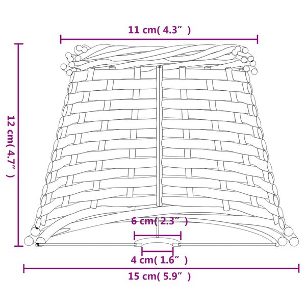 vidaXL Καπέλο Φωτιστικού Καφέ Ø15x12 εκ. από Wicker