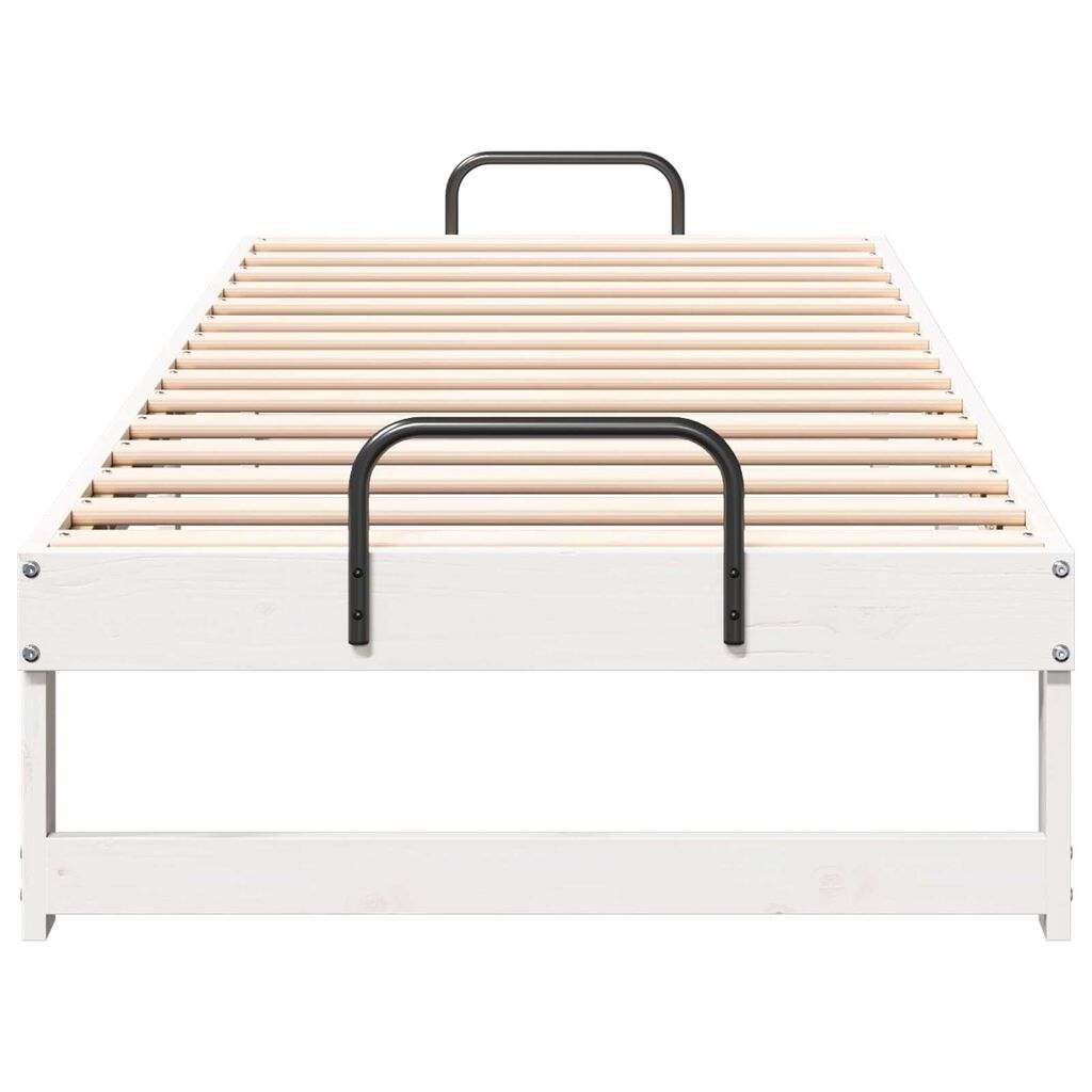 vidaXL Κρεβάτι με λαβές μεταφοράς Λευκό 80 x 200 cm Μασίφ ξύλο πεύκου