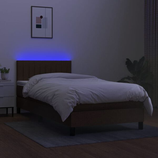 vidaXL &Kappa;&rho;&epsilon;&beta;ά&tau;&iota; Boxspring &mu;&epsilon; &Sigma;&tau;&rho;ώ&mu;&alpha; & LED &Sigma;&kappa;.&Kappa;&alpha;&phi;έ 90x200 &epsilon;&kappa;. &Upsilon;&phi;&alpha;&sigma;&mu;ά&tau;&iota;&nu;&omicron;
