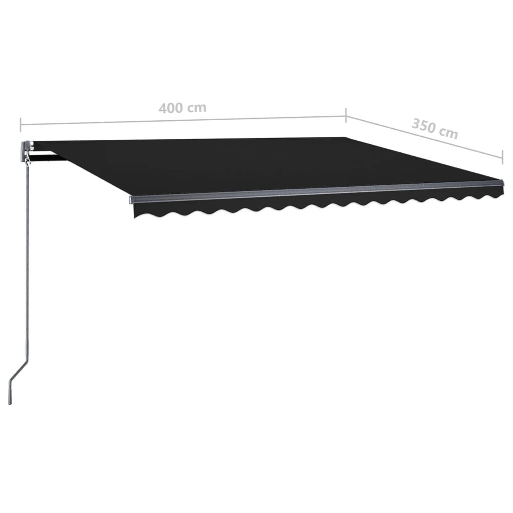 vidaXL Τέντα Αυτόματη με LED & Αισθητήρα Ανέμου Ανθρακί 400x350 εκ.