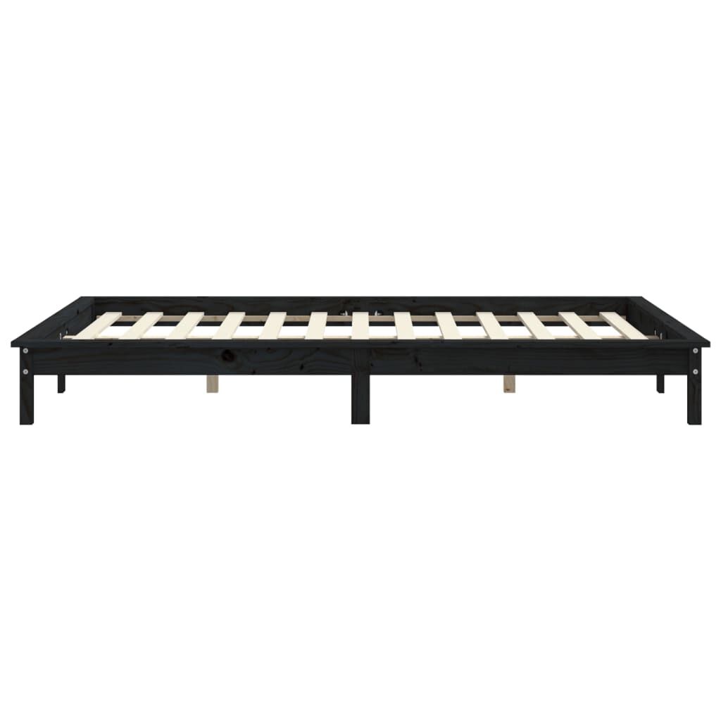 vidaXL Πλαίσιο Κρεβατιού Schwarz 140 x 190 εκ. από Μασίφ Ξύλο Πεύκου
