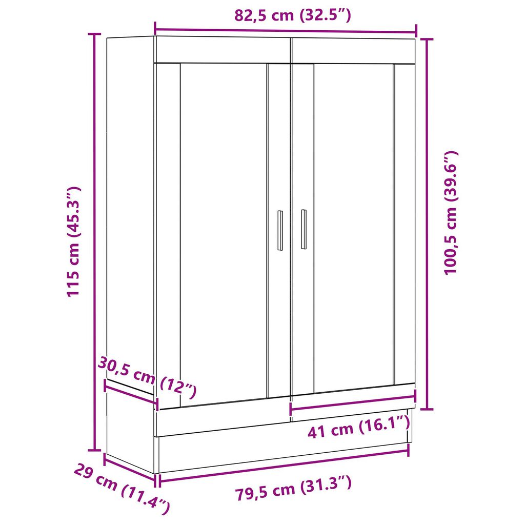 vidaXL Βιβλιοθήκη Μαύρη Δρυς 82,5x30,5x115 εκ από Επεξεργασμένο Ξύλο
