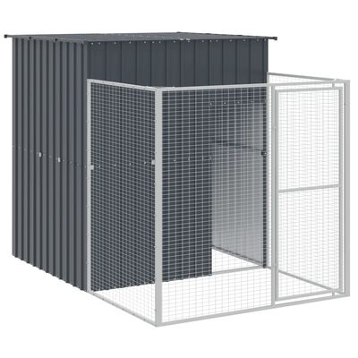 vidaXL Σπιτάκι Σκύλου με Αυλή Ανθρακί 165x1271x181 εκ. Γαλβαν. Χάλυβας