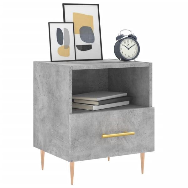 vidaXL Κομοδίνα 2 τεμ. Γκρι Σκυροδεμ. 40 x 35 x 47,5 εκ. Επεξεργ. Ξύλο