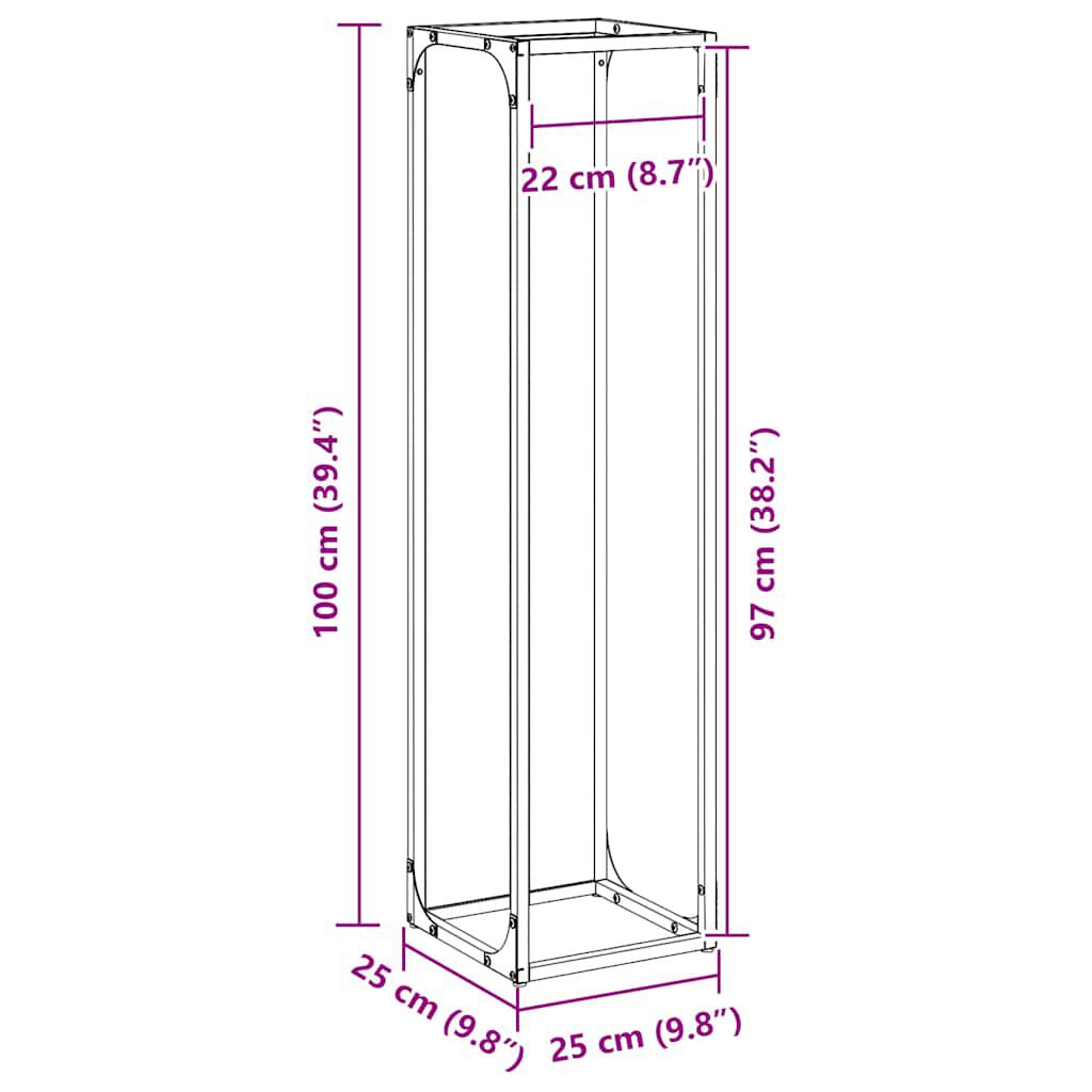 vidaXL Ράφι για καυσόξυλα Ανθρακί 25x25x100 εκ. Ατσάλι ψυχρής έλασης