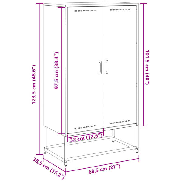 vidaXL Ντουλάπι Μαύρο 68,5x38,5x123,5 εκ. από Ατσάλι
