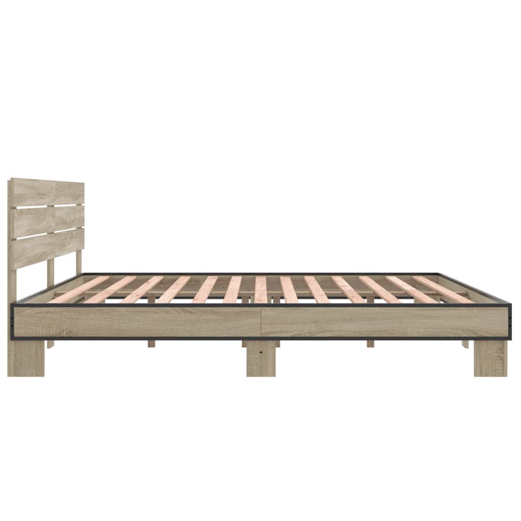 vidaXL Πλαίσιο Κρεβατιού Sonoma Δρυς 180x200 εκ. Επεξ. Ξύλο & Μέταλλο
