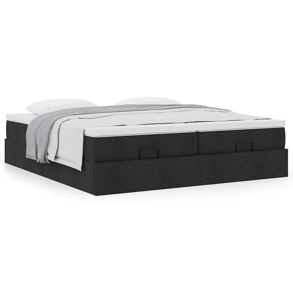 vidaXL Οθωμανικό κρεβάτι με στρώματα Μαύρο 160x200cm Ύφασμα