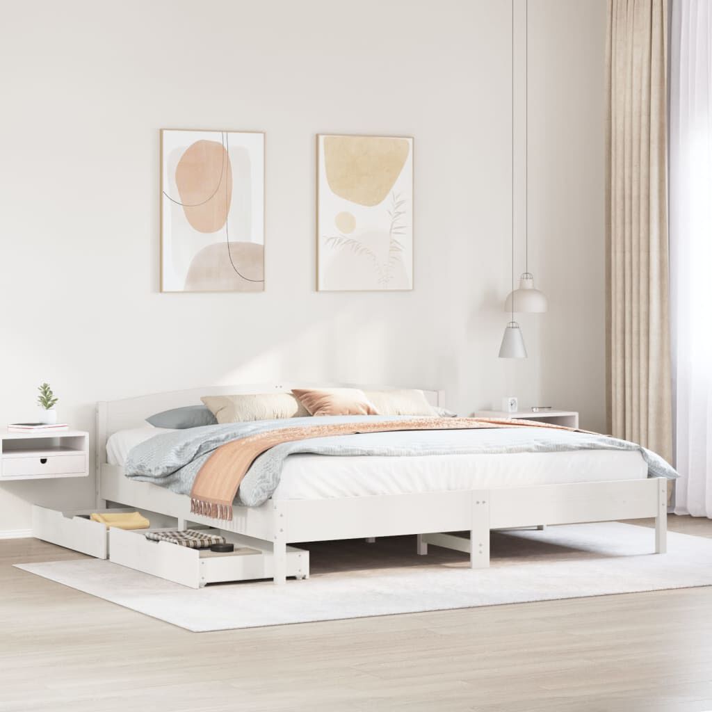 vidaXL Σκελετός Κρεβ. Χωρίς Στρώμα Λευκό 180x200 εκ Μασίφ Πεύκο