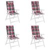 vidaXL Μαξιλάρια Καρέκλας με Ψηλή Πλάτη 4 τεμ. Κόκκινα Καρό Ύφ. Oxford