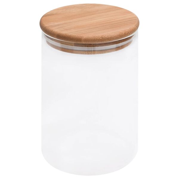 vidaXL Βάζα 4 τεμ. 800 ml Γυάλινα με Καπάκι από Μπαμπού