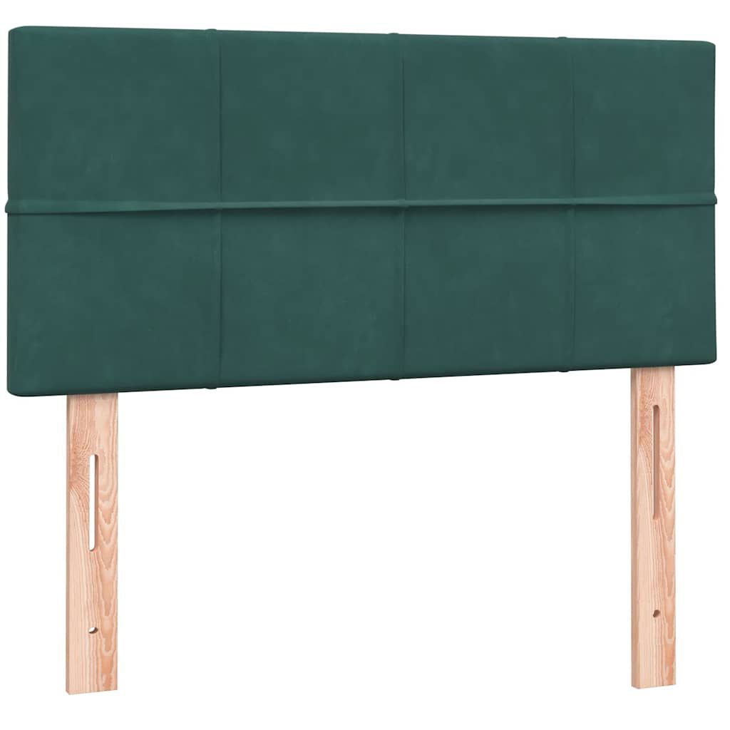 vidaXL Box Spring κρεβάτι με στρώμα σκούρο πράσινο 90x210εκ. Βελούδινο