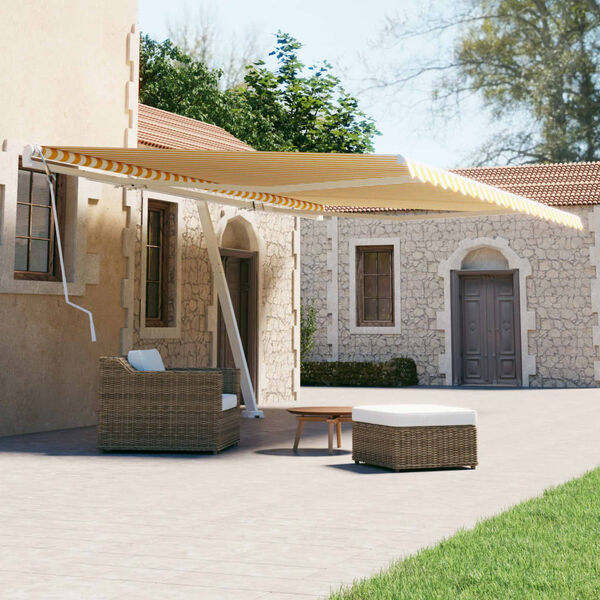 vidaXL Τέντα Χειροκίνητη Ανεξάρτητη Συρόμενη Κίτρινο/Λευκό 500x300 εκ.