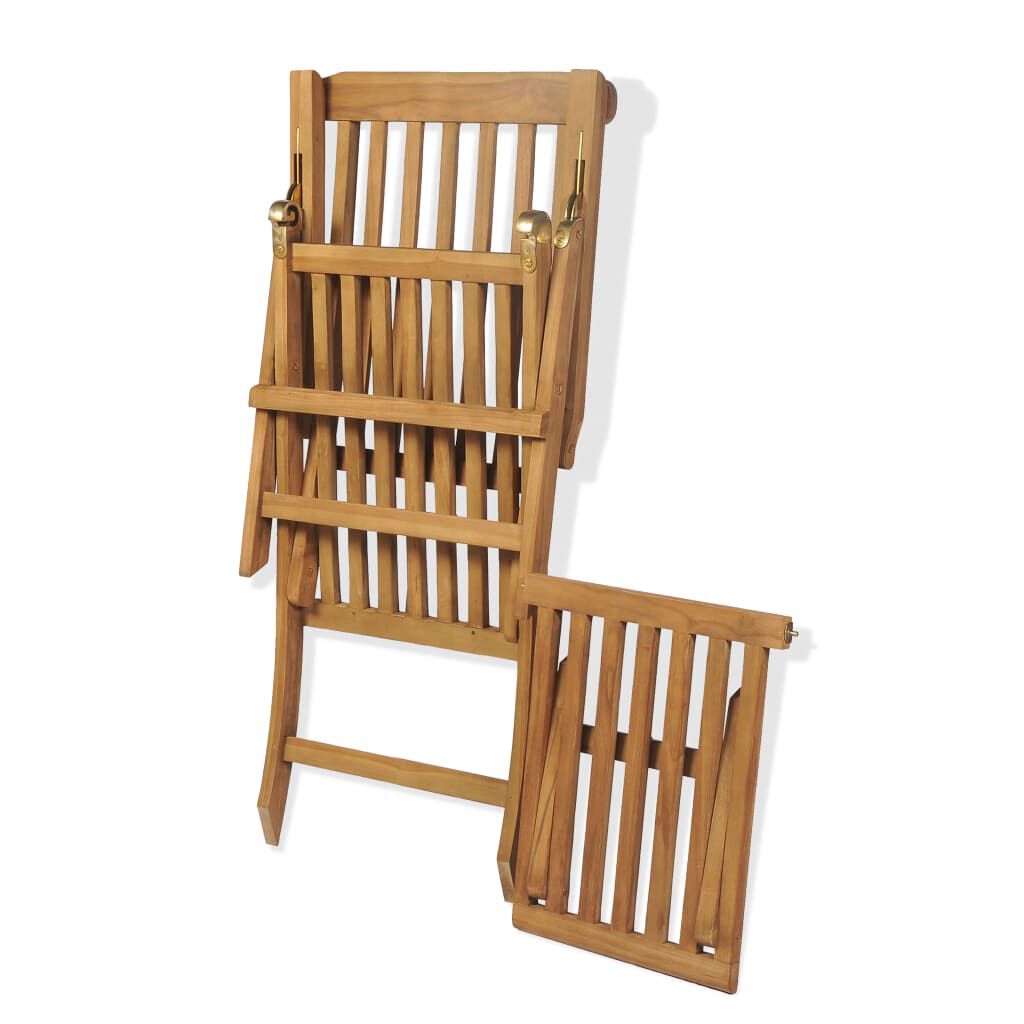 vidaXL Ξαπλώστρα με Υποπόδιο από Μασίφ Ξύλο Teak