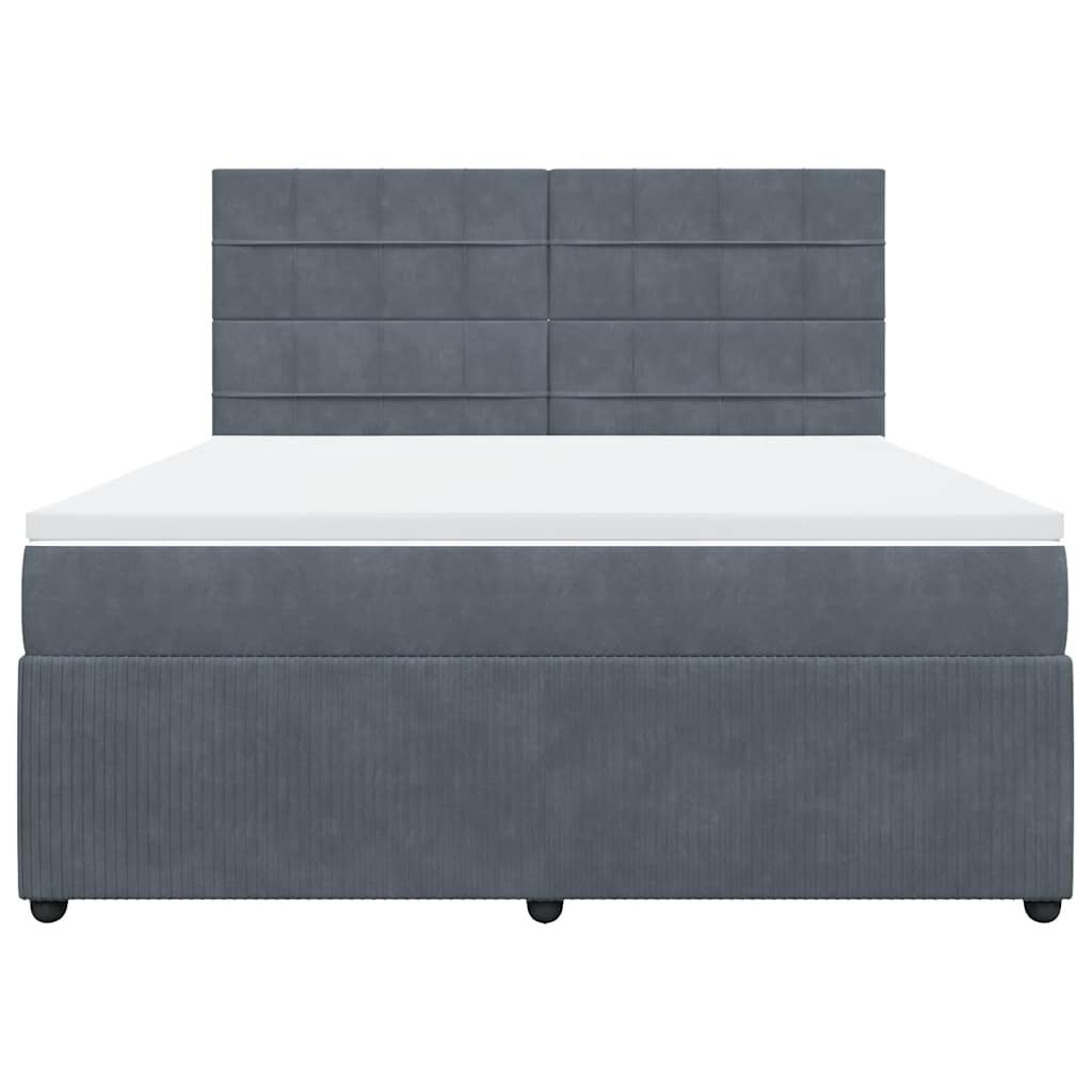 vidaXL Κρεβάτι Boxspring με Στρώμα Σκούρο Γκρι 180x200 εκ. Βελούδινο