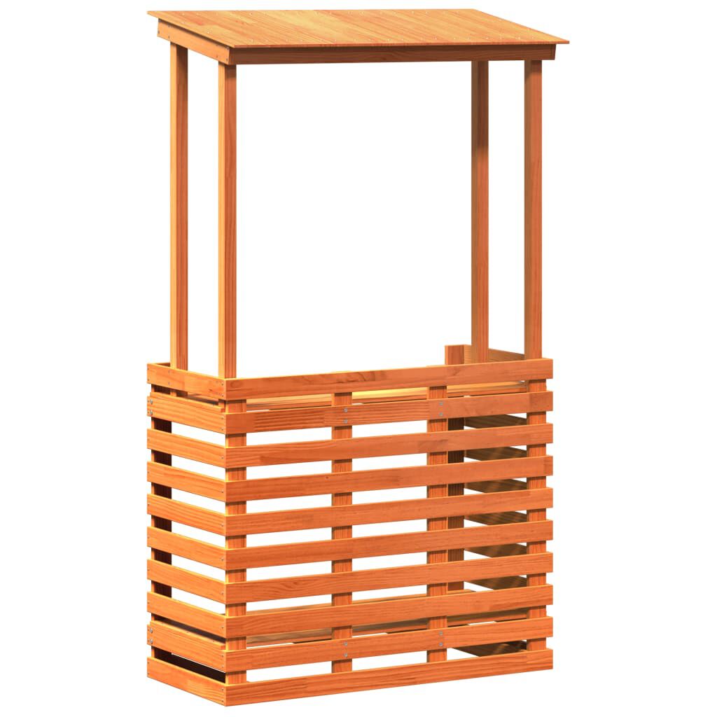 vidaXL Τραπέζι Μπαρ Κήπου με Οροφή Καφέ 112,5x57x195,5 εκ. Μασίφ Πεύκο