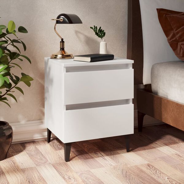 vidaXL Κομοδίνο Λευκό 40 x 35 x 50 εκ. από Επεξ. Ξύλο