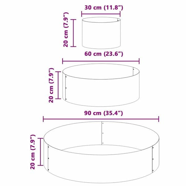 vidaXL Γλάστρα Κήπου Μαύρο 90 x 90 x 20 εκ Ατσάλι