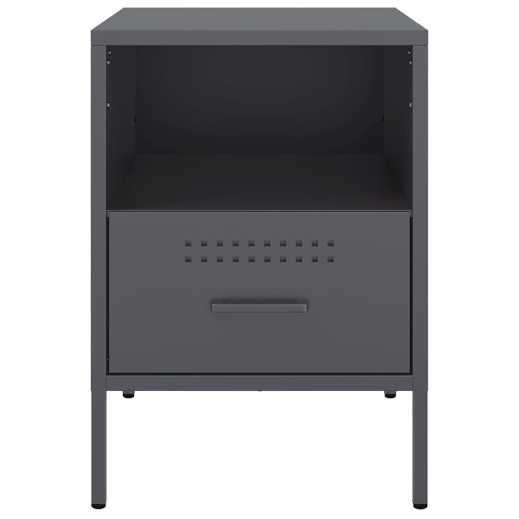 vidaXL Κομοδίνα 2 τεμ. Ανθρακί 36x39x50,5 εκ. από Χάλυβα