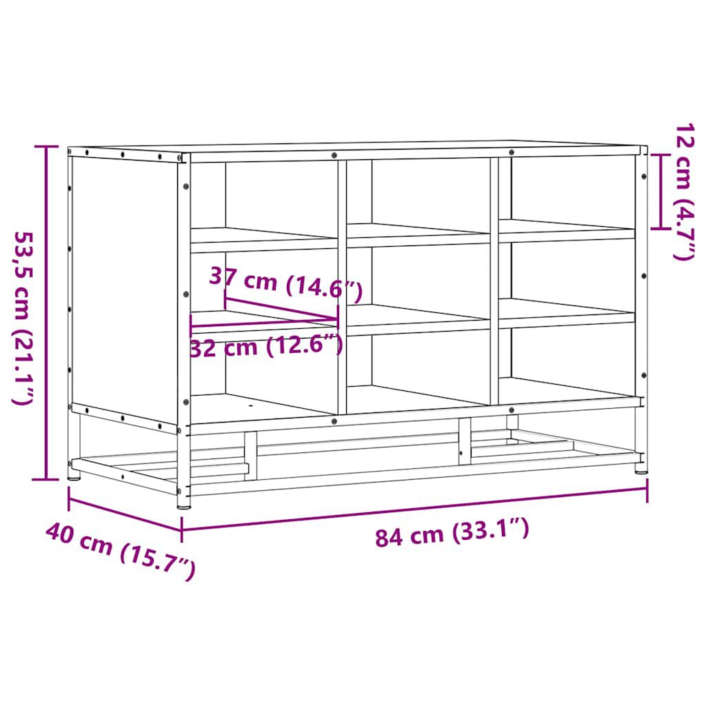 vidaXL Παπουτσοθήκη Μαύρη 84x40x53,5εκ. από Επεξεργασμένο Ξύλο μέταλλο