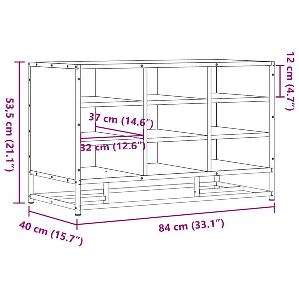 vidaXL Παπουτσοθήκη Μαύρη 84x40x53,5εκ. από Επεξεργασμένο Ξύλο μέταλλο