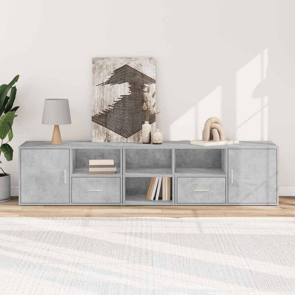 vidaXL Ντουλάπι Γωνιακό Γκρι Σκυροδέματος 200x40x45εκ. από Επεξ. Ξύλο