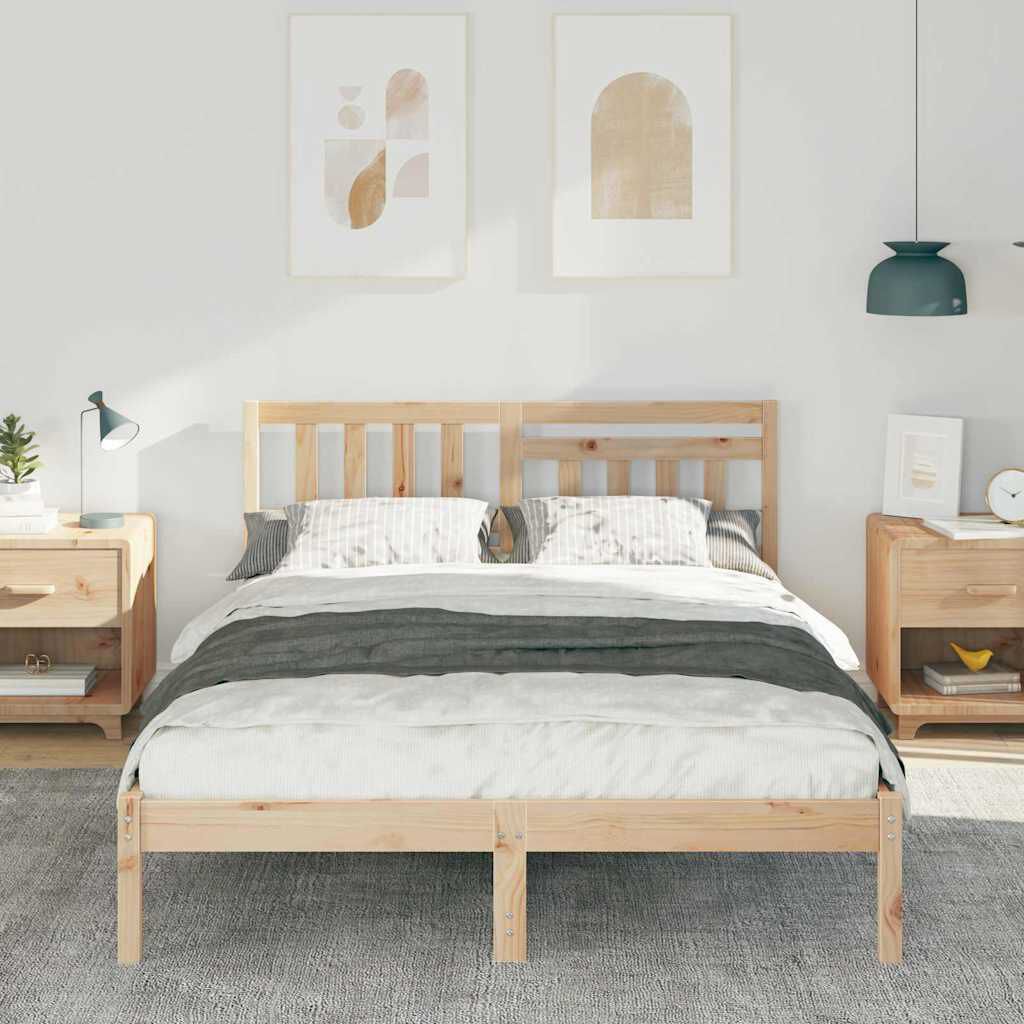 vidaXL Σκελετός Κρεβατιού Καφέ 140 x 190 cm Μασίφ ξύλο πεύκου