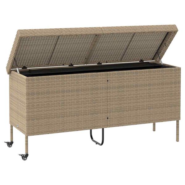 vidaXL Κουτί Αποθήκευσης Κήπου με Ρόδες 160x55x75 εκ. Συνθετικό Ρατάν