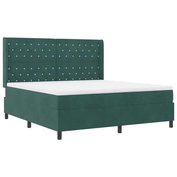 vidaXL Κρεβάτι με ελατήρια Σκούρο πράσινο 180 x 200 cm Βελούδο