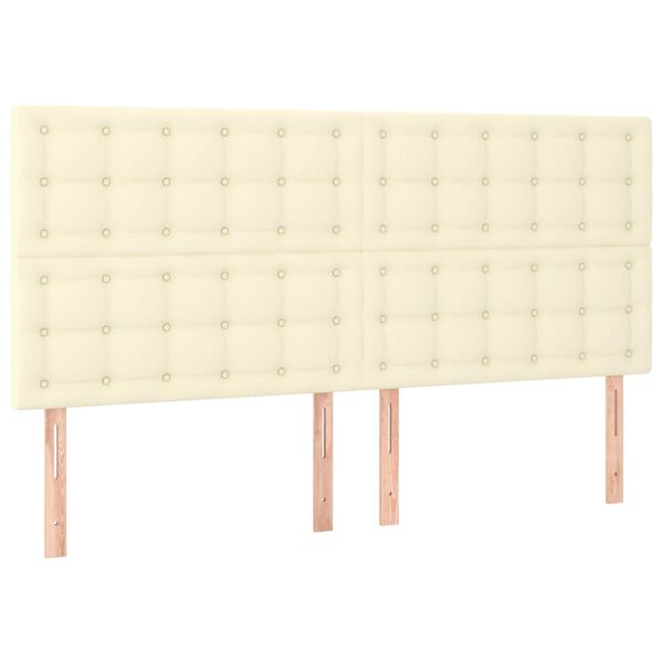 vidaXL Πλαίσιο Κρεβατιού με Κεφαλάρι Κρεμ 180x200 εκ. Συνθετικό Δέρμα