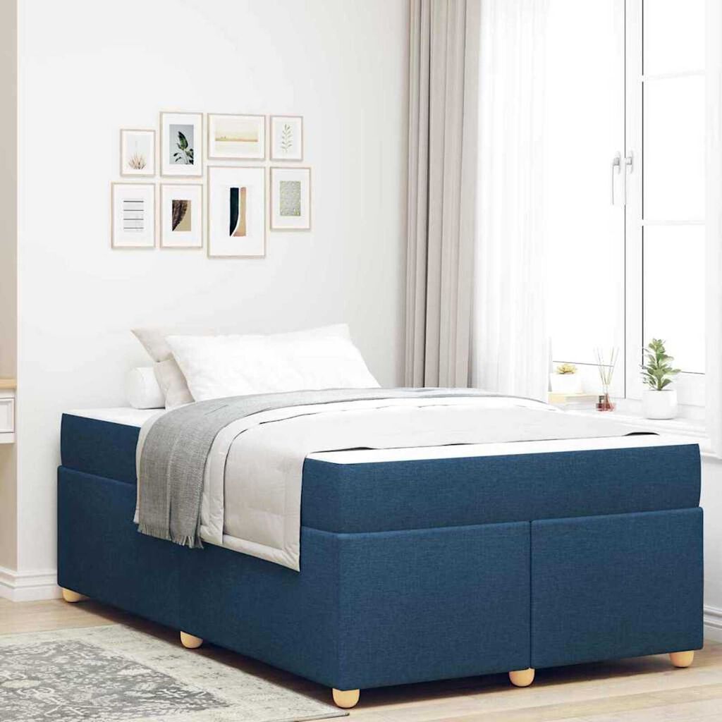 vidaXL Σκελετός Κρεβατιού με στρώμα Μπλε 120 x 200 cm ύφασμα