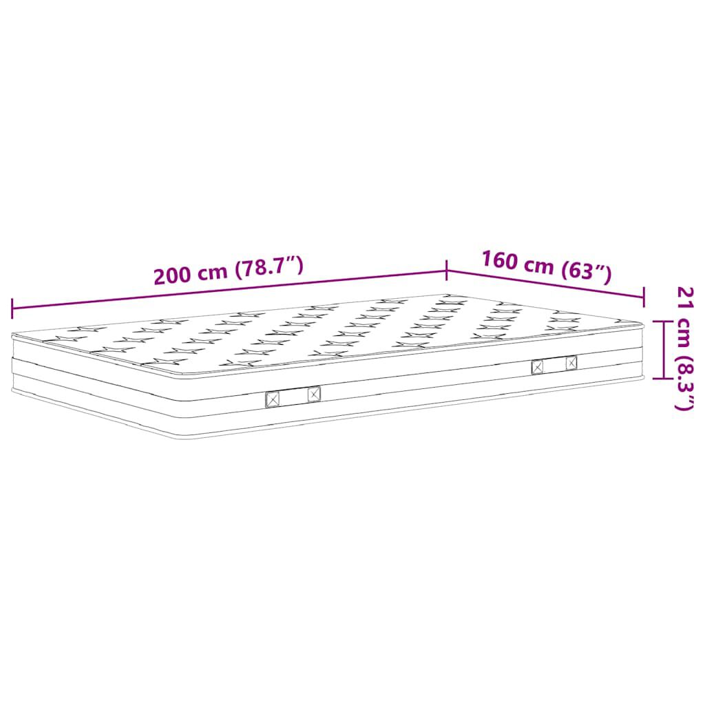 vidaXL Στρώμα με Bonnell Springs Μεσαία Σκληρότητα 160 x 200 εκ.