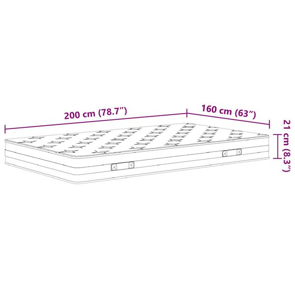 vidaXL Στρώμα με Bonnell Springs Μεσαία Σκληρότητα 160 x 200 εκ.