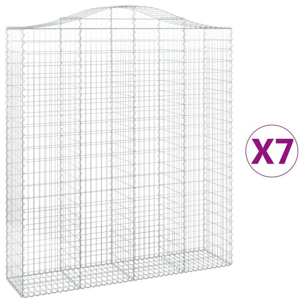 vidaXL Συρματοκιβώτια Τοξωτά 7 τεμ. 200x50x220/240 εκ. Γαλβαν. Ατσάλι