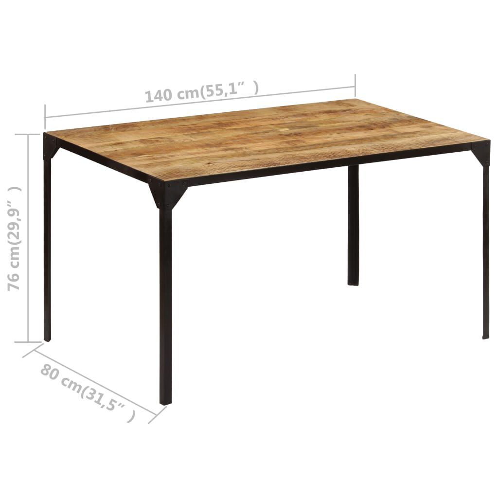 vidaXL Τραπεζαρία 140 x 80 x 76 εκ. από Μασίφ Ξύλο Μάνγκο